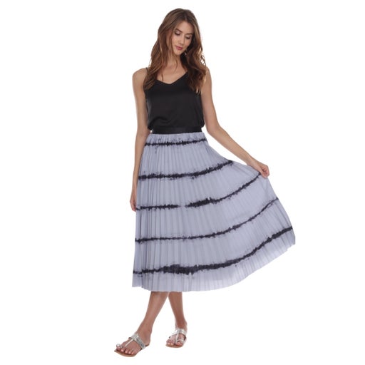 Zero Degrees Celsius Pleated Skirt in Tie Dye Lavender and Black